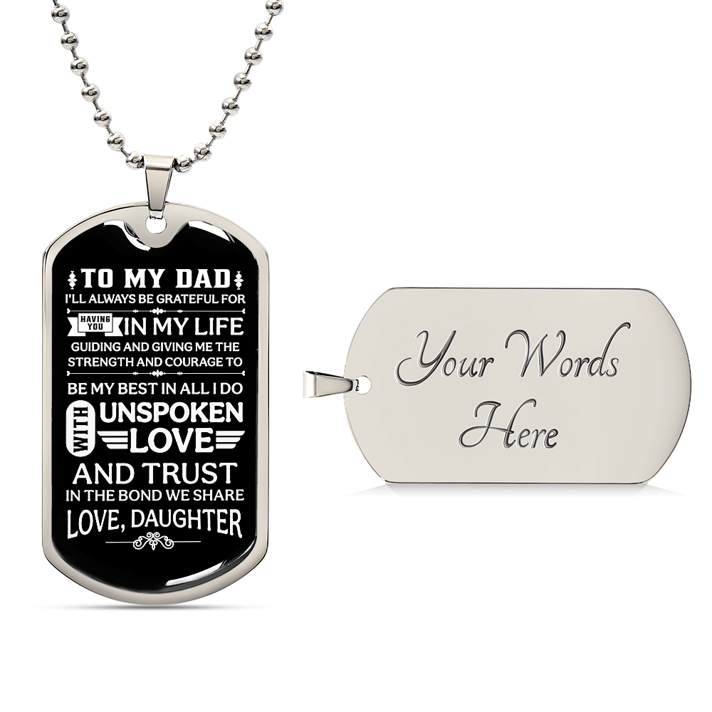 To my Dad Luxury Graphic Dog Tag Necklace - fathers day gifts from daughter - Beauty Belliss